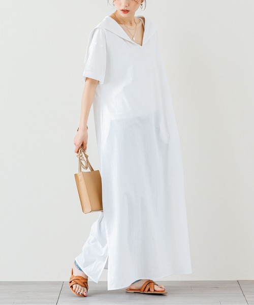 La-gemme（ラジェム）の「セーラーカラーワンピース（ワンピース・レディース・ホワイト系その他/ベージュ系その他/ベージュ/サックスブルー/ホワイト・C/M/L）」の3枚目の写真