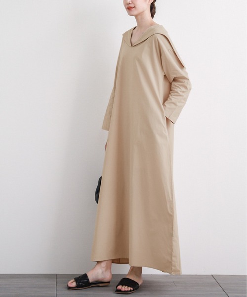 La-gemme（ラジェム）の「セーラーカラーワンピース（ワンピース・レディース・ホワイト系その他/ベージュ系その他/ベージュ/サックスブルー/ホワイト・C/M/L）」の16枚目の写真