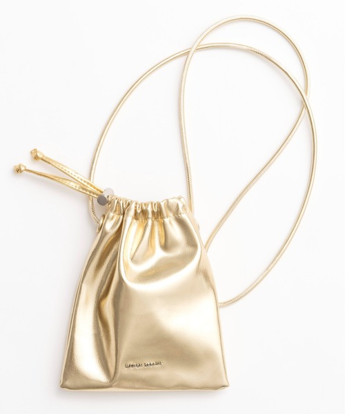 MAISON SPECIAL（メゾンスペシャル）の「Drawstring Mobile Tote Bag/ドローストリングモバイルトート（ショルダーバッグ・レディース・オフホワイト/ブラック/ゴールド・FREE）」の3枚目の写真