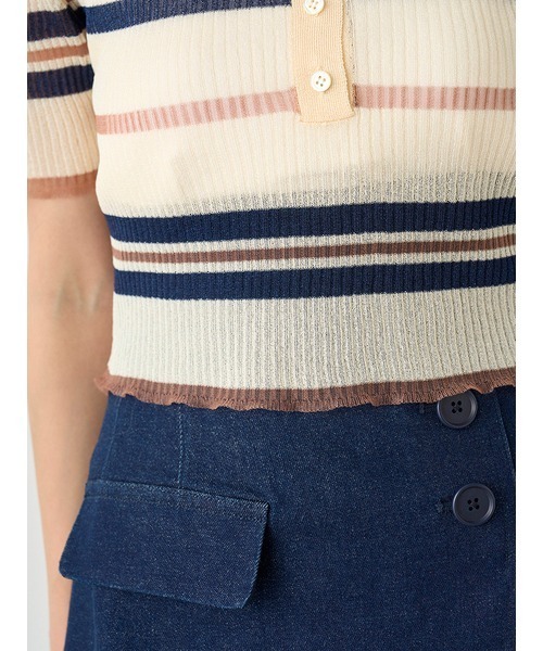 SNIDEL(スナイデル)の「シアーニットポロシャツ(ポロシャツ・レディース・アイボリー/ホワイト/ブラウン/ピンク・FREE)」の12枚目の写真