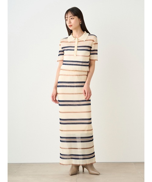 SNIDEL(スナイデル)の「シアーニットポロシャツ(ポロシャツ・レディース・アイボリー/ホワイト/ブラウン/ピンク・FREE)」の8枚目の写真