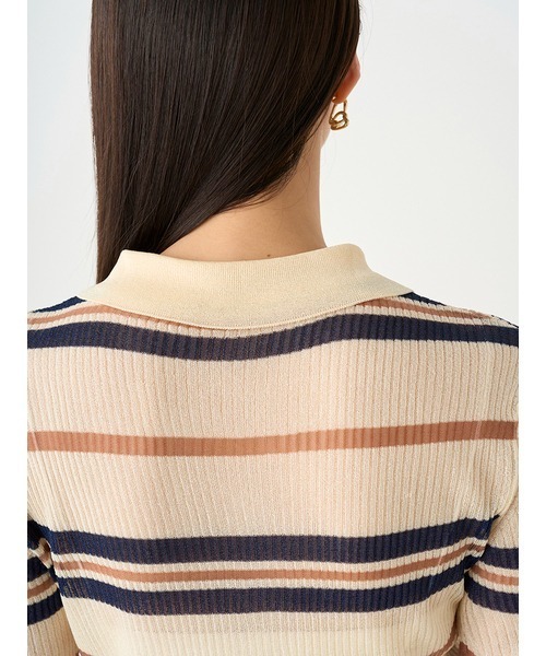 SNIDEL(スナイデル)の「シアーニットポロシャツ(ポロシャツ・レディース・アイボリー/ホワイト/ブラウン/ピンク・FREE)」の13枚目の写真