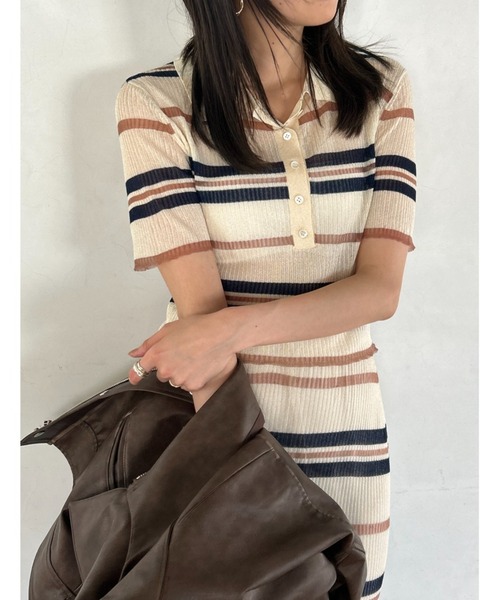 SNIDEL シアーニットポロシャツ SNIDEL ポロシャツ ポロ シアーニットポロシャツ レディース