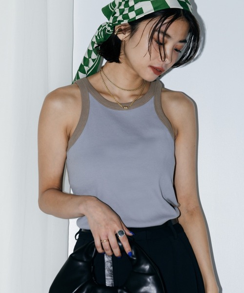 LIENCOEUR（リアンクール）の「ホルターネックバイカラータンク（タンクトップ・レディース・ベージュ/ホワイト/ライトブルー・FREE）」の10枚目の写真