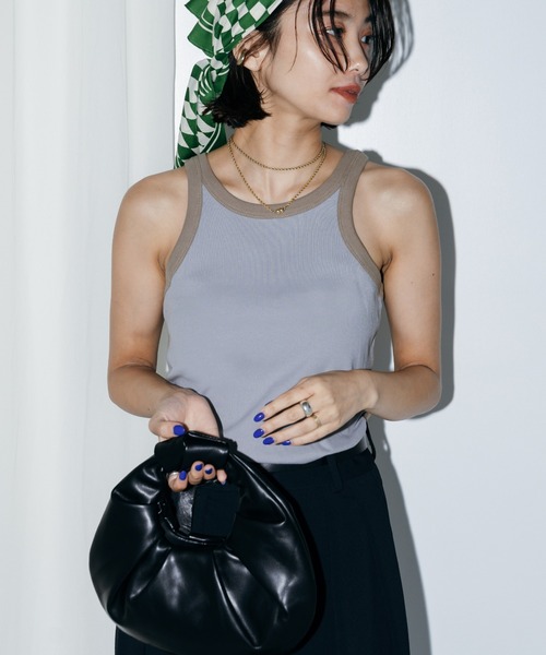 LIENCOEUR（リアンクール）の「ホルターネックバイカラータンク（タンクトップ・レディース・ベージュ/ホワイト/ライトブルー・FREE）」の9枚目の写真