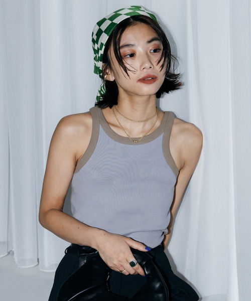 LIENCOEUR（リアンクール）の「ホルターネックバイカラータンク（タンクトップ・レディース・ベージュ/ホワイト/ライトブルー・FREE）」の5枚目の写真