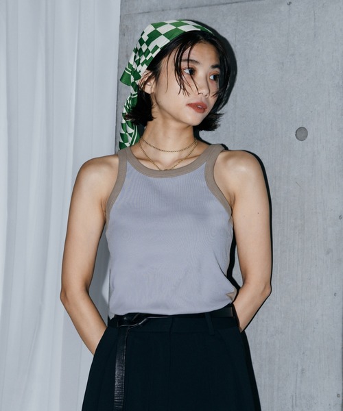 LIENCOEUR（リアンクール）の「ホルターネックバイカラータンク（タンクトップ・レディース・ベージュ/ホワイト/ライトブルー・FREE）」の8枚目の写真