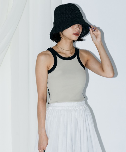 LIENCOEUR（リアンクール）の「ホルターネックバイカラータンク（タンクトップ・レディース・ベージュ/ホワイト/ライトブルー・FREE）」の17枚目の写真