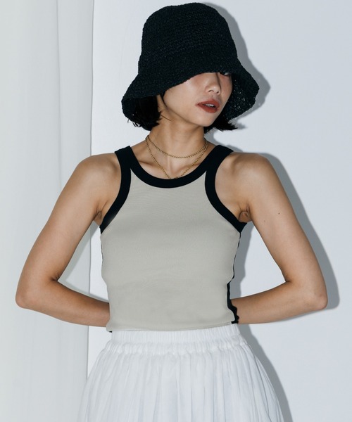 LIENCOEUR（リアンクール）の「ホルターネックバイカラータンク（タンクトップ・レディース・ベージュ/ホワイト/ライトブルー・FREE）」の18枚目の写真