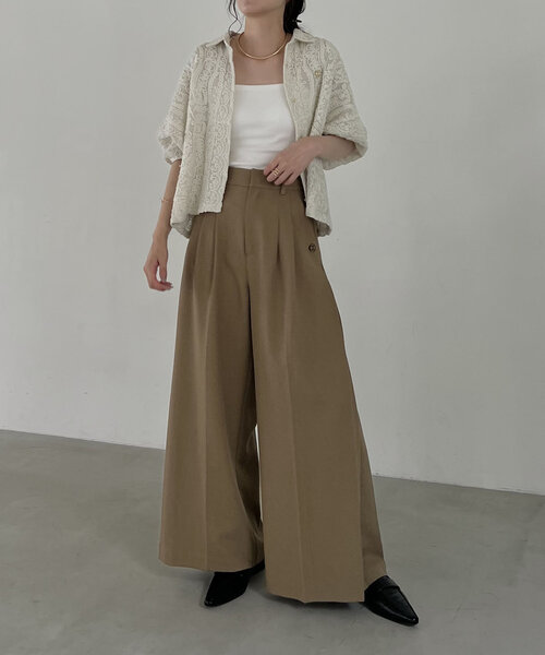 CAPRICIEUX LE'MAGE（カプリシューレマージュ）の「【C.L】サイドタックワイドパンツ（その他パンツ・レディース・ブラック/ベージュ・36/38）」の16枚目の写真