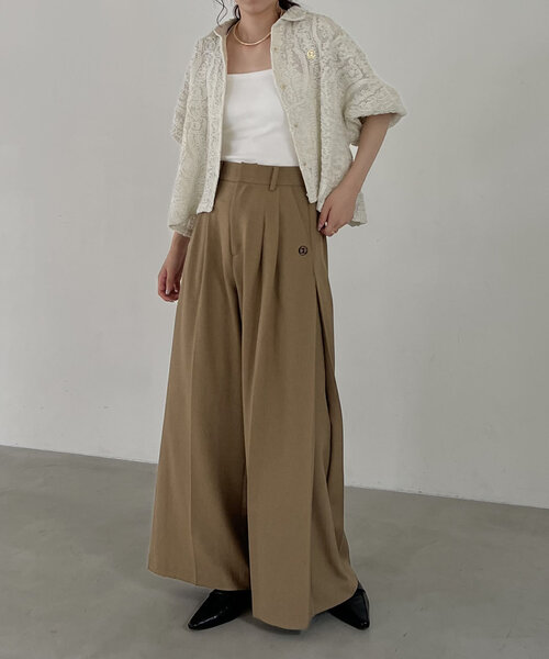 CAPRICIEUX LE'MAGE（カプリシューレマージュ）の「【C.L】サイドタックワイドパンツ（その他パンツ・レディース・ブラック/ベージュ・36/38）」の14枚目の写真