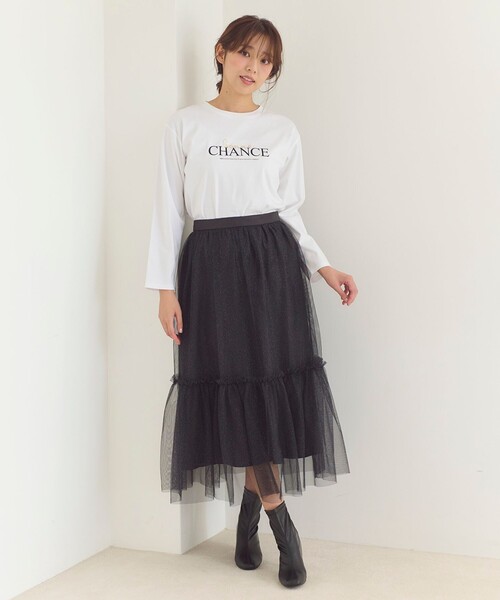 Feroux（フェルゥ）の「【洗える】ラメチュール スカート（スカート・レディース・ピンク系/ライトグレー系/ブラック系・1/2）」の4枚目の写真