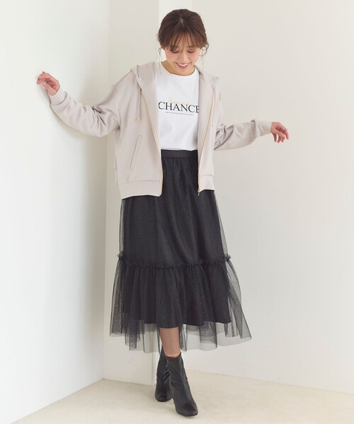 Feroux（フェルゥ）の「【洗える】ラメチュール スカート（スカート・レディース・ピンク系/ライトグレー系/ブラック系・1/2）」の6枚目の写真