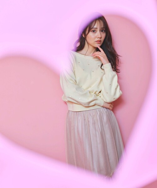 Feroux（フェルゥ）の「【洗える】ラメチュール スカート（スカート・レディース・ピンク系/ライトグレー系/ブラック系・1/2）」の8枚目の写真