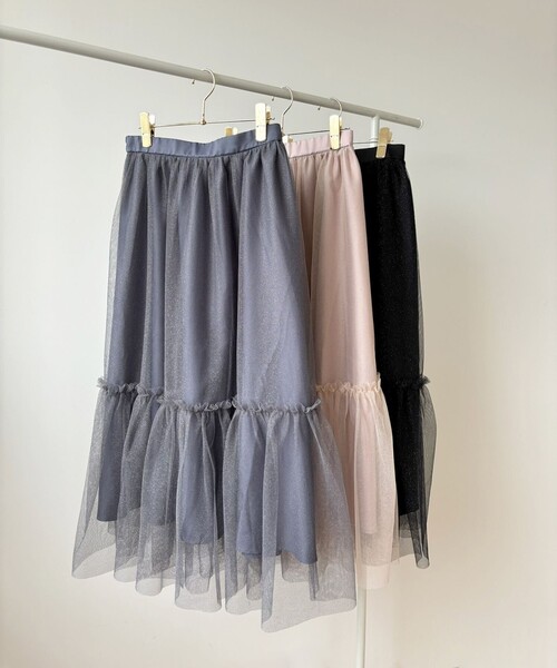 Feroux（フェルゥ）の「【洗える】ラメチュール スカート（スカート・レディース・ピンク系/ライトグレー系/ブラック系・1/2）」の14枚目の写真