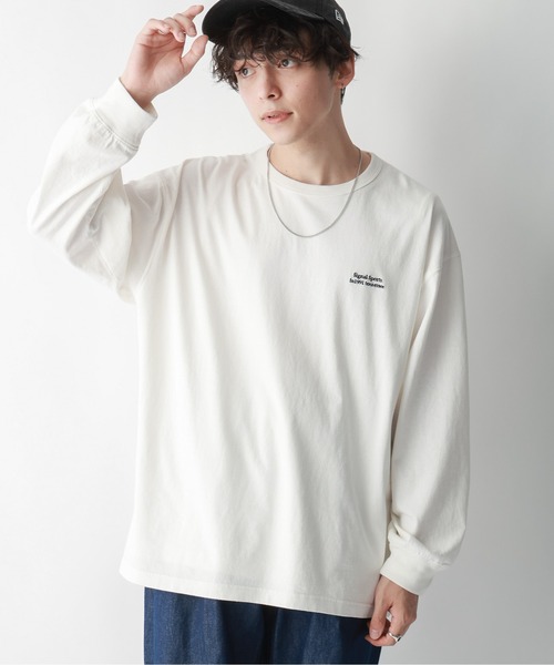 SIGNAL SPORTS（シグナルスポーツ）の「【SIGNAL SPORTS】ワンポイント刺繍/オーバーサイズTシャツ（Tシャツ/カットソー・メンズ・ホワイト/グリーン/スミクロ/ホワイト系その他4・SMALL/MEDIUM/LARGE）」の2枚目の写真