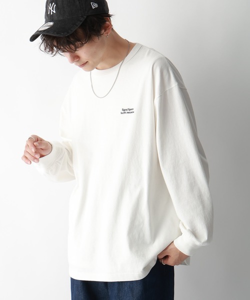 SIGNAL SPORTS（シグナルスポーツ）の「【SIGNAL SPORTS】ワンポイント刺繍/オーバーサイズTシャツ（Tシャツ/カットソー・メンズ・ホワイト/グリーン/スミクロ/ホワイト系その他4・SMALL/MEDIUM/LARGE）」の7枚目の写真