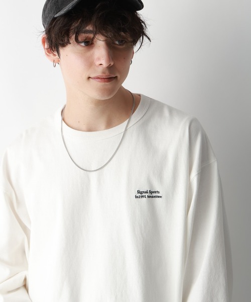 SIGNAL SPORTS（シグナルスポーツ）の「【SIGNAL SPORTS】ワンポイント刺繍/オーバーサイズTシャツ（Tシャツ/カットソー・メンズ・ホワイト/グリーン/スミクロ/ホワイト系その他4・SMALL/MEDIUM/LARGE）」の8枚目の写真