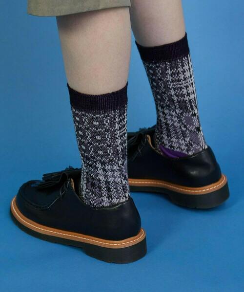 FRAPBOIS（フラボア）の「チェックチェックソックス（ソックス/靴下・レディース・ブラック/レッド/ネイビー・FREE）」の5枚目の写真