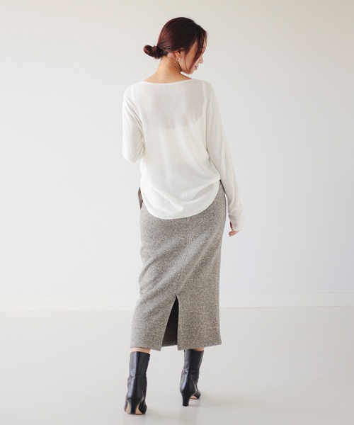 Gramicci（グラミチ）の「【ビームスの百名品】【別注】Gramicci /  ニット フリース スカート（スカート・レディース・ブラック/ブラック系その他2/ヘザーグレー・MEDIUM/SMALL）」の4枚目の写真