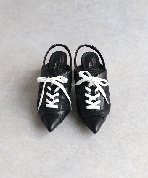 cepo（セポ）の「レースアップポインテッドトゥスニーカーパンプス（パンプス・レディース・ブラック/オフホワイト・M/L）」の6枚目の写真