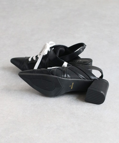 cepo（セポ）の「レースアップポインテッドトゥスニーカーパンプス（パンプス・レディース・ブラック/オフホワイト・M/L）」の8枚目の写真