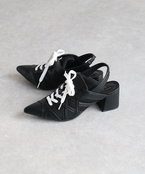cepo（セポ）の「レースアップポインテッドトゥスニーカーパンプス（パンプス・レディース・ブラック/オフホワイト・M/L）」の7枚目の写真