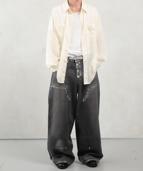 【完売品】Perushu サイドデザインワイドブリーチデニム　ペルーシュ 完売品】Perushu サイドデザインワイドブリーチデニム ペ