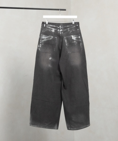 Perushu(ペルーシュ)の「ダブルニーペイントワイドパンツ(デニムパンツ・メンズ・グレー/ブラック・SMALL/MEDIUM/LARGE)」の18枚目の写真