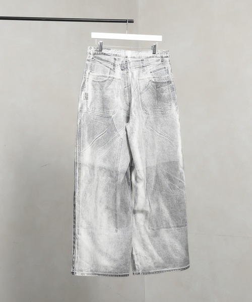 Perushu(ペルーシュ)の「ダブルニーペイントワイドパンツ(デニムパンツ・メンズ・グレー/ブラック・SMALL/MEDIUM/LARGE)」の9枚目の写真