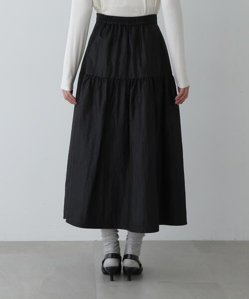 N.（N. Natural Beauty Basic）（エヌエヌナチュラルビューティーベーシック）の「◆切替ギャザーフレアスカート（スカート・レディース・ボルドー/ベージュ/ブラック・MEDIUM）」の12枚目の写真