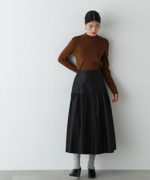 N.（N. Natural Beauty Basic）（エヌエヌナチュラルビューティーベーシック）の「◆切替ギャザーフレアスカート（スカート・レディース・ボルドー/ベージュ/ブラック・MEDIUM）」の20枚目の写真