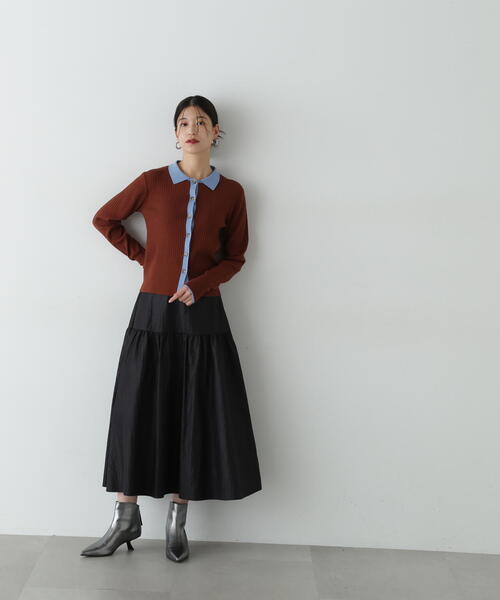 N.（N. Natural Beauty Basic）（エヌエヌナチュラルビューティーベーシック）の「◆切替ギャザーフレアスカート（スカート・レディース・ボルドー/ベージュ/ブラック・MEDIUM）」の22枚目の写真