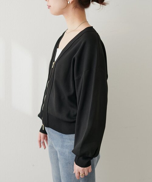 natural couture（ナチュラルクチュール）の「ポリニットWzipカーデ（カーディガン/ボレロ・レディース・アイボリー/サックスブルー/ブラック/モカ/パープル・FREE）」の15枚目の写真