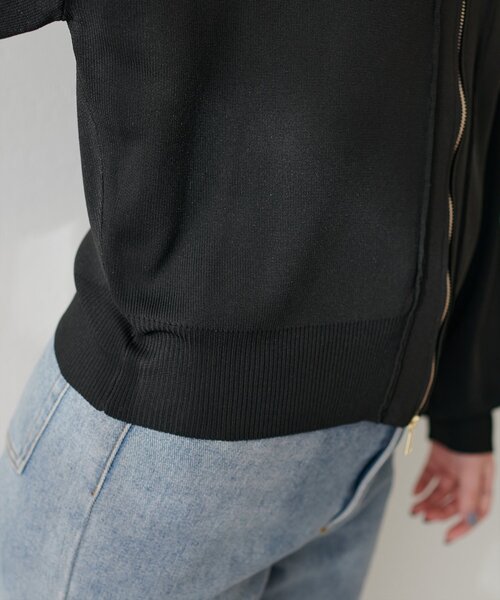 natural couture（ナチュラルクチュール）の「ポリニットWzipカーデ（カーディガン/ボレロ・レディース・アイボリー/サックスブルー/ブラック/モカ/パープル・FREE）」の20枚目の写真