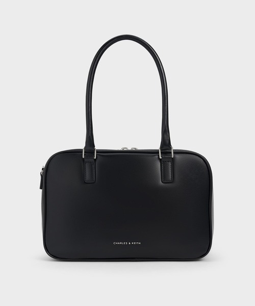 CHARLES & KEITH（チャールズ & キース）の「Sianna シアンナ テクスチャーボウリングバッグ（ボストンバッグ・レディース・スミクロ/ライトグレー/クリアブラウン・M）」の11枚目の写真