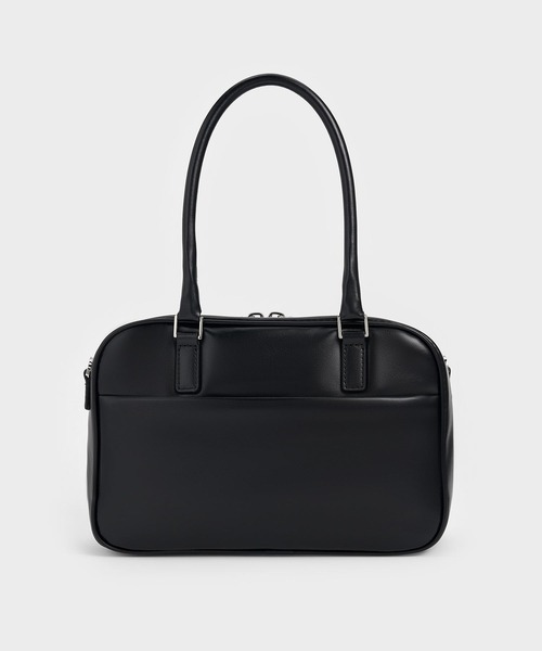 CHARLES & KEITH（チャールズ & キース）の「Sianna シアンナ テクスチャーボウリングバッグ（ボストンバッグ・レディース・スミクロ/ライトグレー/クリアブラウン・M）」の12枚目の写真