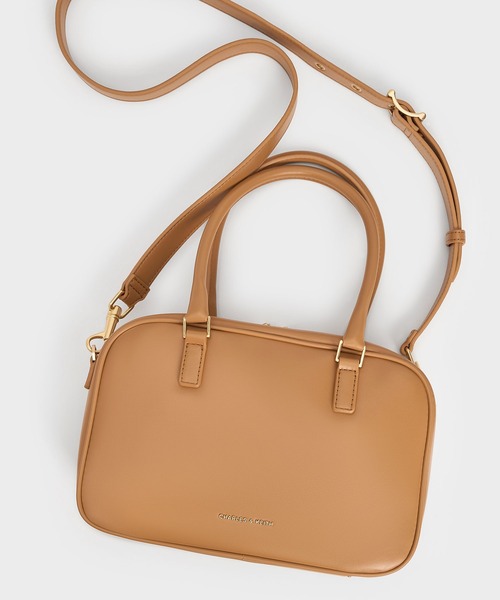CHARLES & KEITH（チャールズ & キース）の「Sianna シアンナ テクスチャーボウリングバッグ（ボストンバッグ・レディース・スミクロ/ライトグレー/クリアブラウン・M）」の21枚目の写真