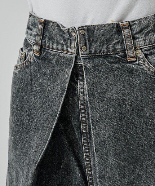 JOHN LAWRENCE SULLIVAN（ジョンローレンスサリバン）の「WASHED DENIM WIDE PANTS（デニムパンツ・メンズ・ダークインディゴブルー/ブラック・46/44）」の5枚目の写真