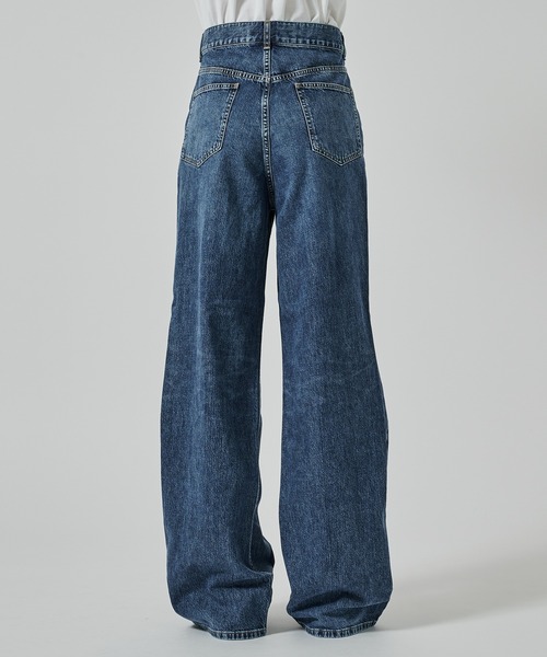 JOHN LAWRENCE SULLIVAN ワイドレッグデニム Washed denim super wide pants
