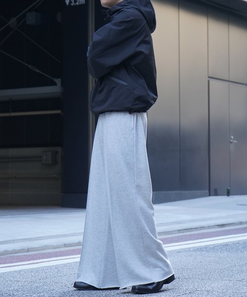 お問い合わせ用 裾カットオフ センターピンタック ワイドストレートスラックス 裏毛