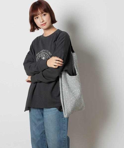 Right-on(ライトオン)の「ラメニットバッグ(トートバッグ・レディース・シルバー/ダークベージュ・ONE SIZE)」の8枚目の写真