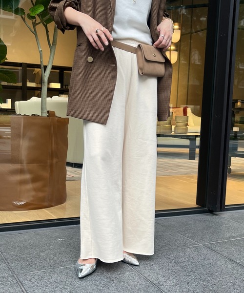 DouDou（ドゥドゥ）の「裏毛スウエットワイドパンツ（その他パンツ・レディース・グレー/アイボリー/ブラック・FREE/TM）」の2枚目の写真