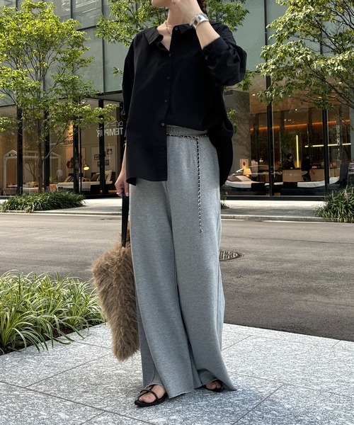 DouDou（ドゥドゥ）の「裏毛スウエットワイドパンツ（その他パンツ・レディース・グレー/アイボリー/ブラック・FREE/TM）」の4枚目の写真