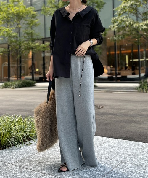 DouDou（ドゥドゥ）の「裏毛スウエットワイドパンツ（その他パンツ・レディース・グレー/アイボリー/ブラック・FREE/TM）」の5枚目の写真