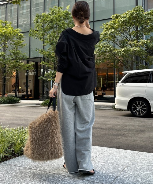 DouDou（ドゥドゥ）の「裏毛スウエットワイドパンツ（その他パンツ・レディース・グレー/アイボリー/ブラック・FREE/TM）」の8枚目の写真