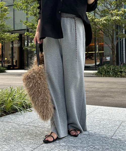 DouDou（ドゥドゥ）の「裏毛スウエットワイドパンツ（その他パンツ・レディース・グレー/アイボリー/ブラック・FREE/TM）」の9枚目の写真