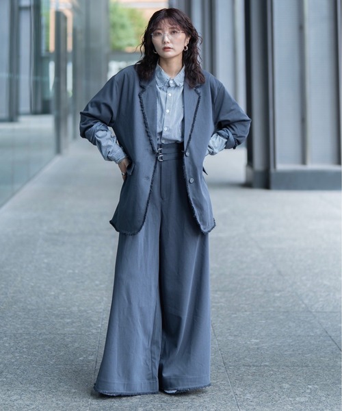 INTER FACTORY（インターファクトリー）の「yurina - ハイウエストボリュームワイドパンツ made in INTERFACTORY（スラックス・レディース・ブラック/ネイビー/グレー・SMALL/FREE）」の18枚目の写真