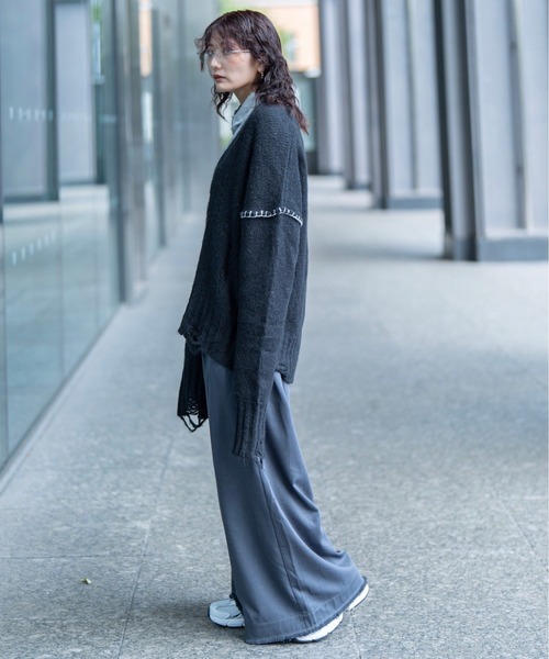 INTER FACTORY（インターファクトリー）の「yurina - ハイウエストボリュームワイドパンツ made in INTERFACTORY（スラックス・レディース・ブラック/ネイビー/グレー・SMALL/FREE）」の19枚目の写真