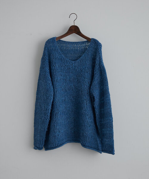 earthy（アーシー）の「透かしボーダーオーバーニット（ニット